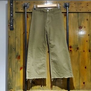 BDG ARMY GREEN A-WIDE LEG JEANS RAW HEM SIZE 2 MOD GRUNGE SKATER
